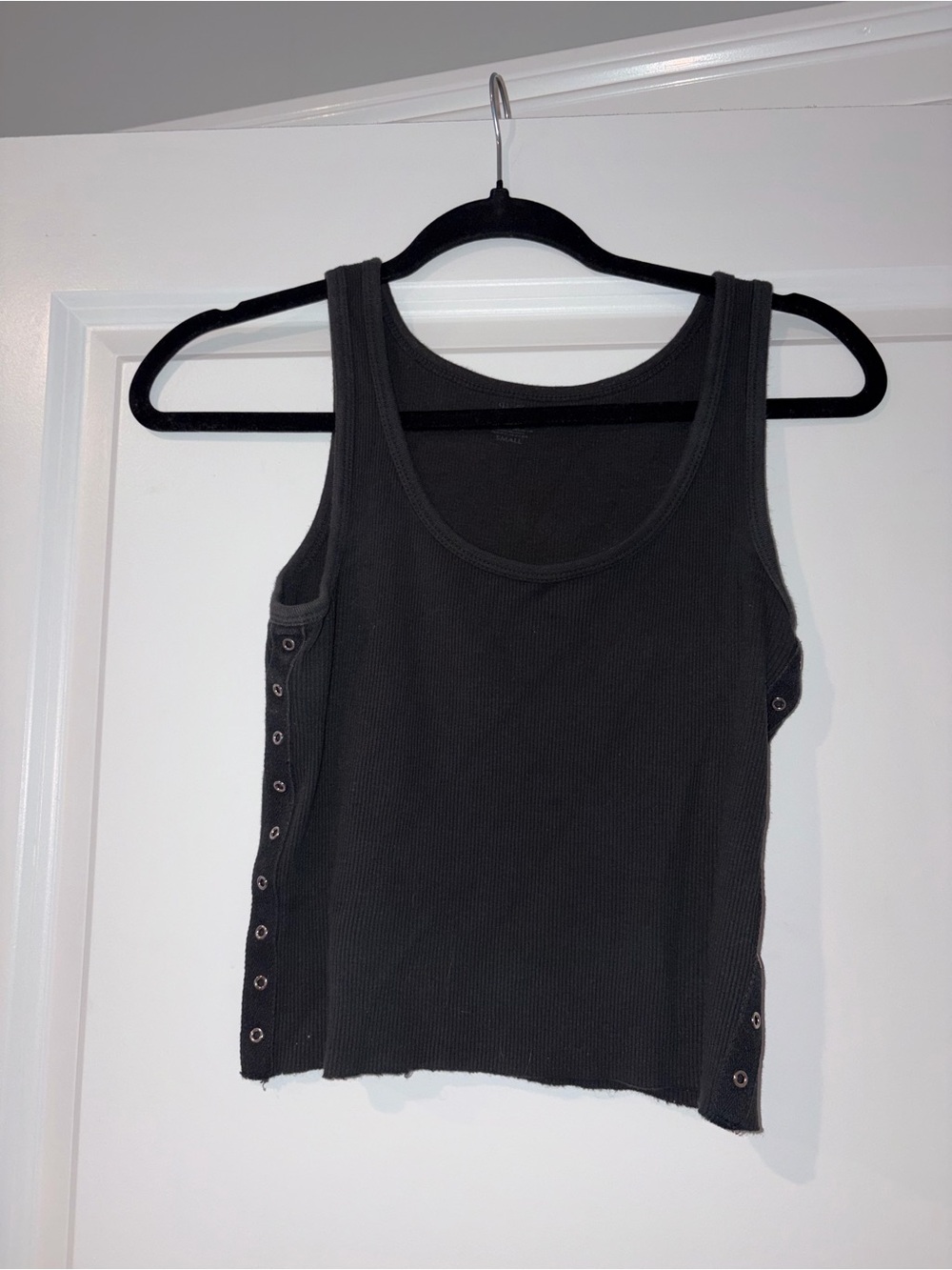 Brandy Melville Black Ribbed Tank with Snap-Side Details